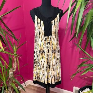 Style & Co. Black and Yellow Patterned Dress